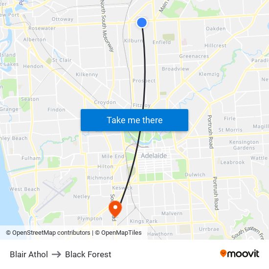 Blair Athol to Black Forest map