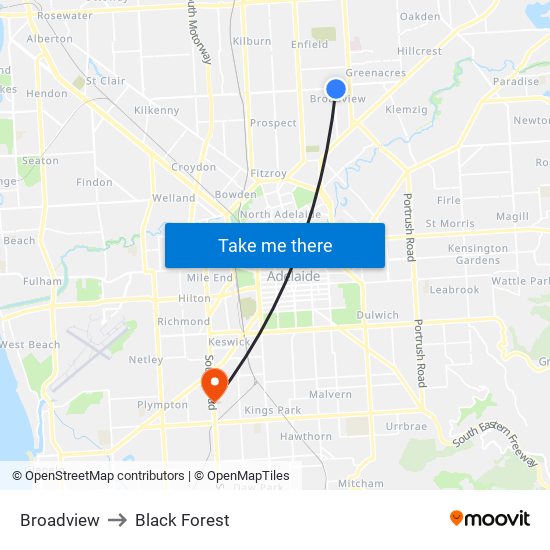 Broadview to Black Forest map