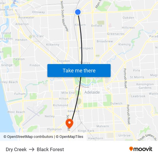 Dry Creek to Black Forest map