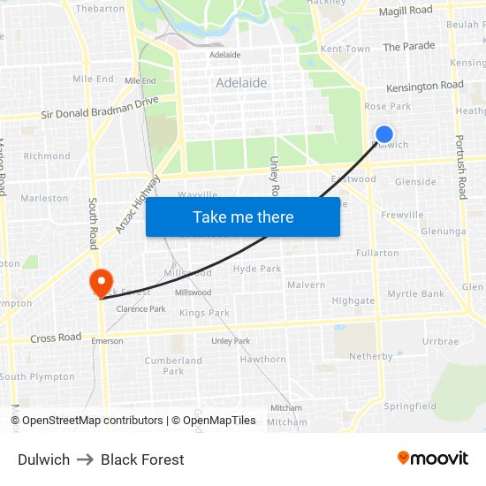 Dulwich to Black Forest map