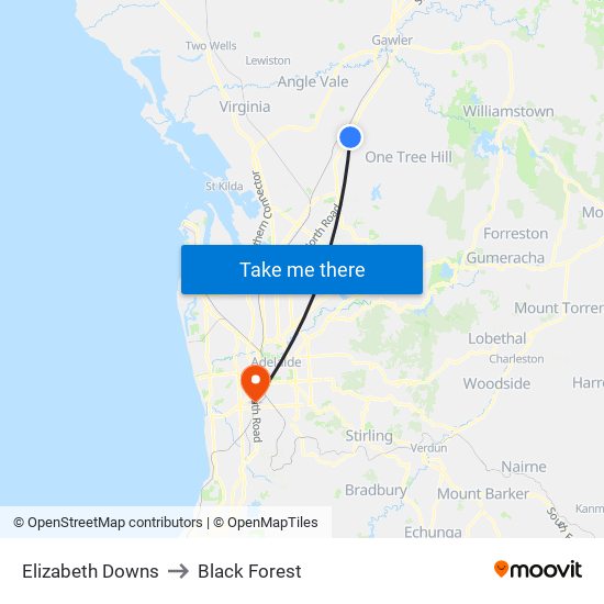 Elizabeth Downs to Black Forest map