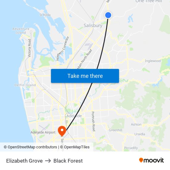 Elizabeth Grove to Black Forest map