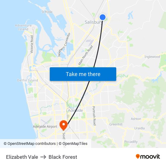 Elizabeth Vale to Black Forest map