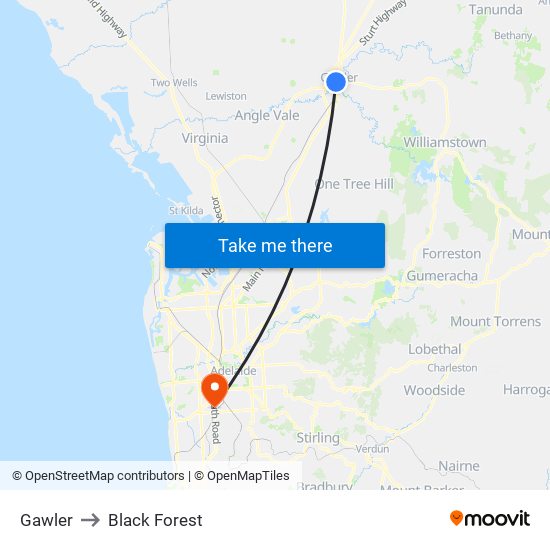 Gawler to Black Forest map