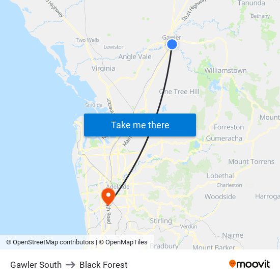 Gawler South to Black Forest map