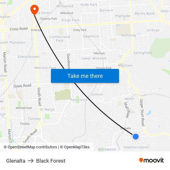 Glenalta to Black Forest map