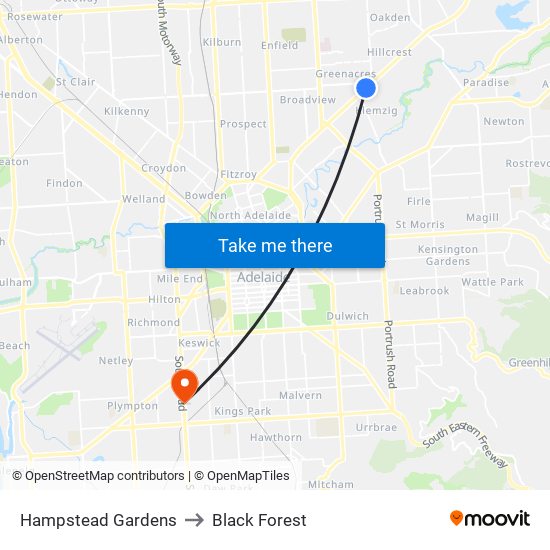 Hampstead Gardens to Black Forest map