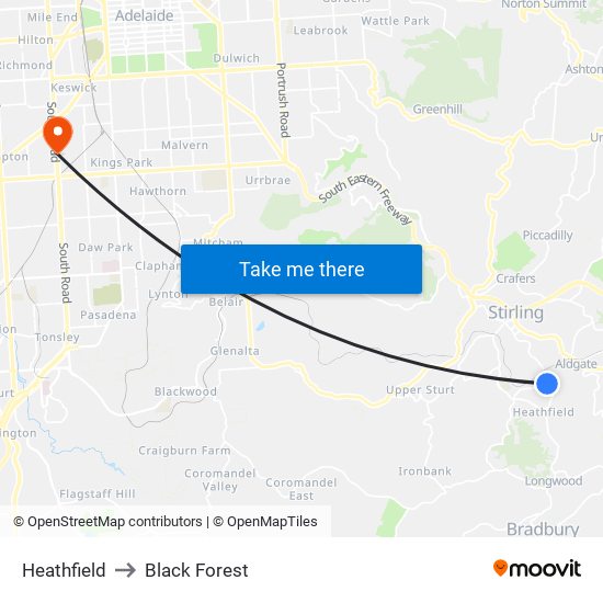 Heathfield to Black Forest map