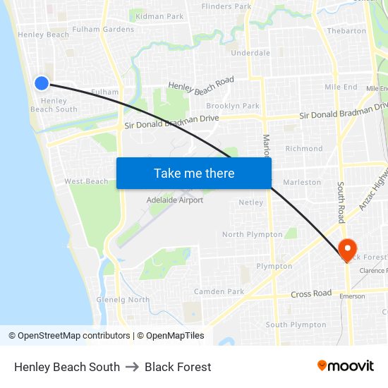 Henley Beach South to Black Forest map