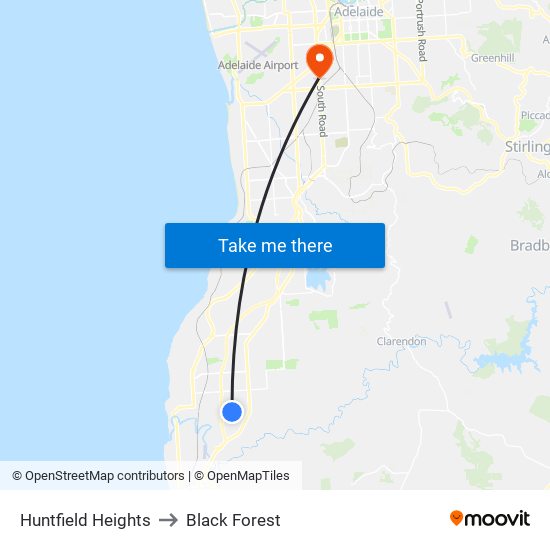 Huntfield Heights to Black Forest map