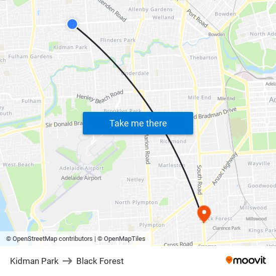 Kidman Park to Black Forest map