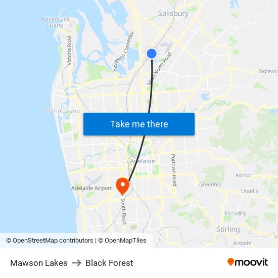 Mawson Lakes to Black Forest map