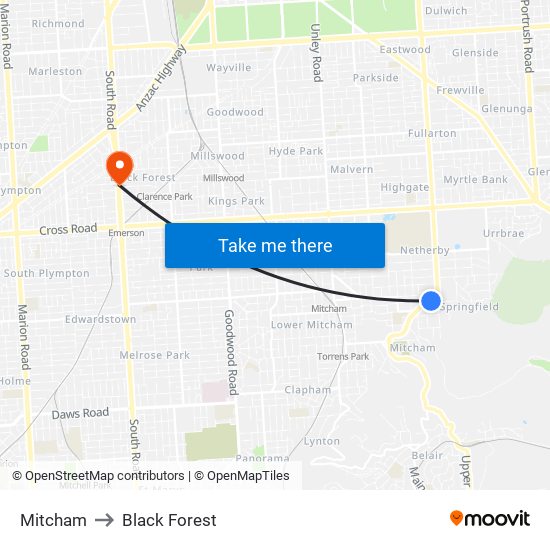 Mitcham to Black Forest map