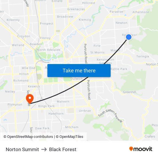 Norton Summit to Black Forest map