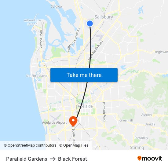Parafield Gardens to Black Forest map