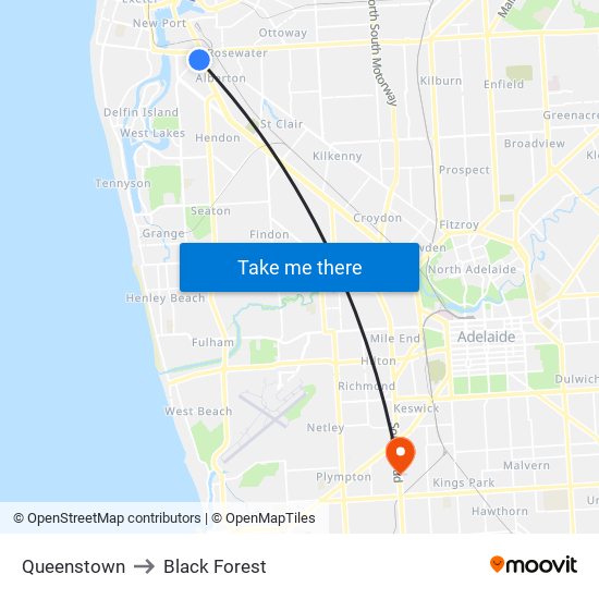 Queenstown to Black Forest map