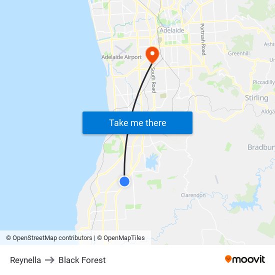 Reynella to Black Forest map