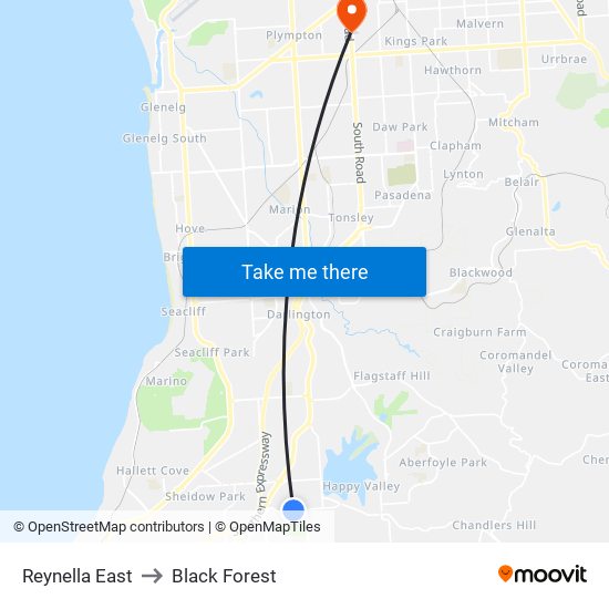 Reynella East to Black Forest map