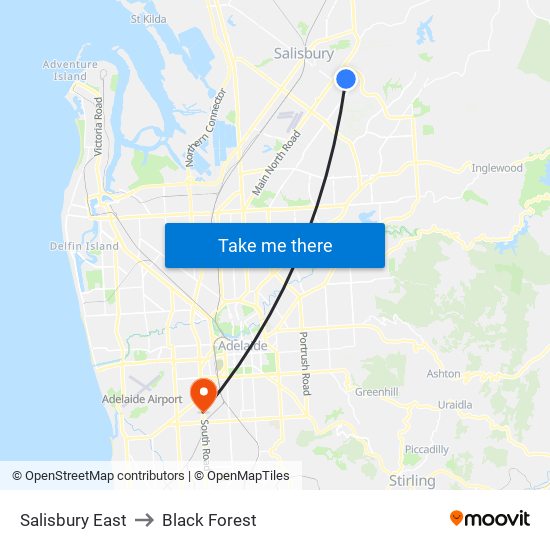 Salisbury East to Black Forest map