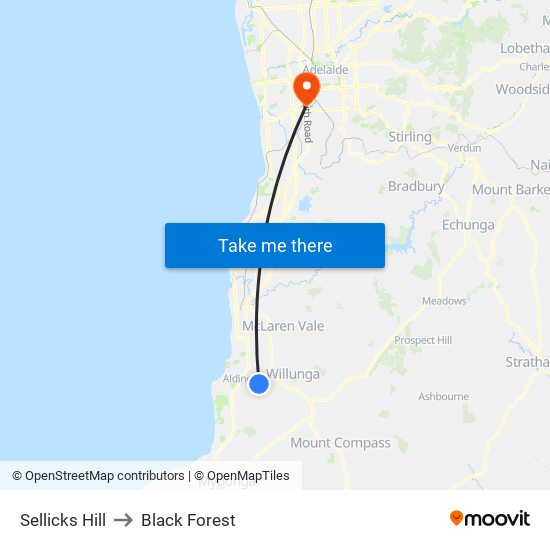 Sellicks Hill to Black Forest map