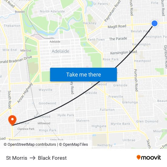 St Morris to Black Forest map