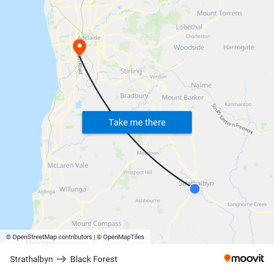 Strathalbyn to Black Forest map