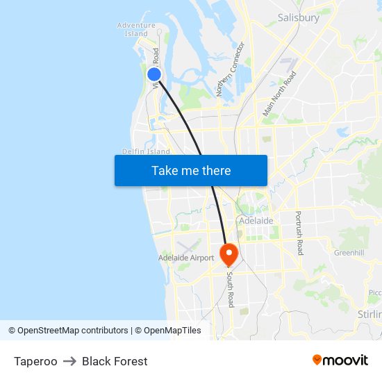 Taperoo to Black Forest map