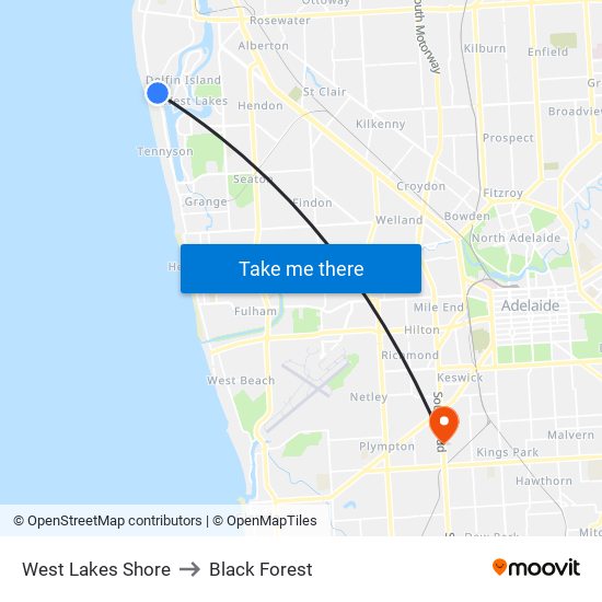 West Lakes Shore to Black Forest map