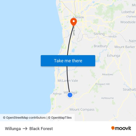 Willunga to Black Forest map