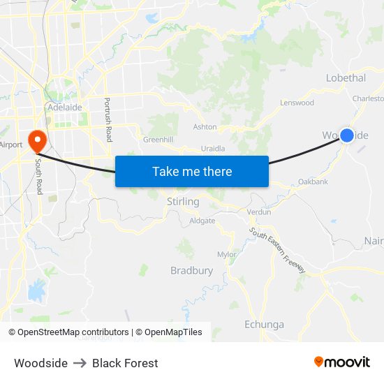Woodside to Black Forest map