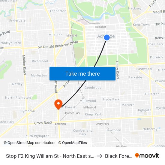 Stop F2 King William St - North East side to Black Forest map