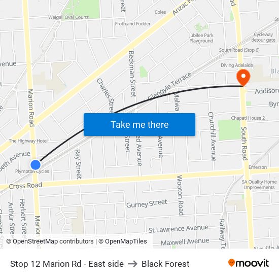 Stop 12 Marion Rd - East side to Black Forest map