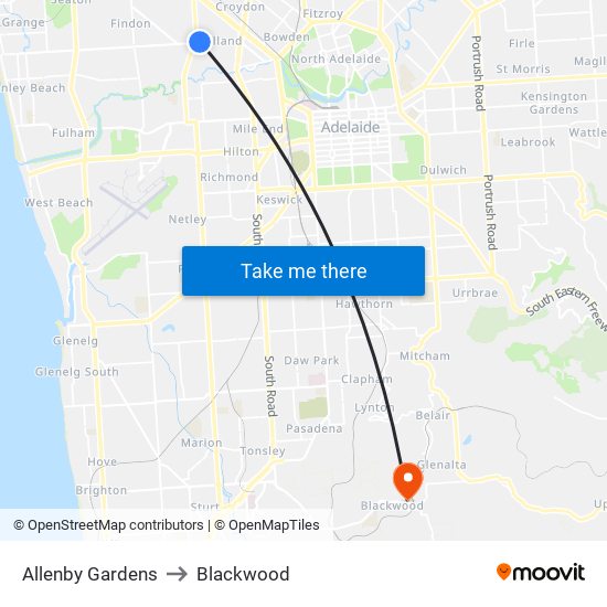 Allenby Gardens to Blackwood map