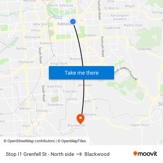 Stop I1 Grenfell St - North side to Blackwood map