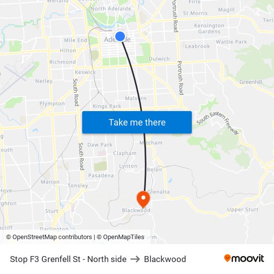 Stop F3 Grenfell St - North side to Blackwood map