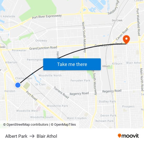 Albert Park to Blair Athol map