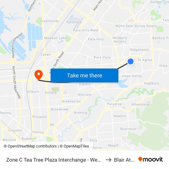 Zone C Tea Tree Plaza Interchange - West side to Blair Athol map