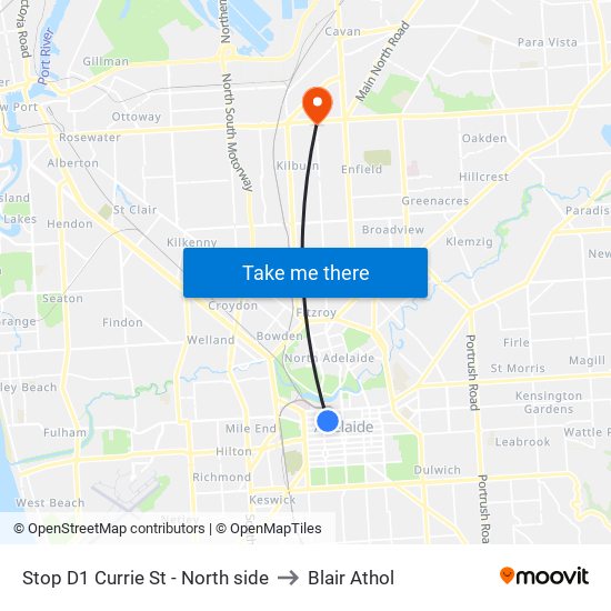 Stop D1 Currie St - North side to Blair Athol map