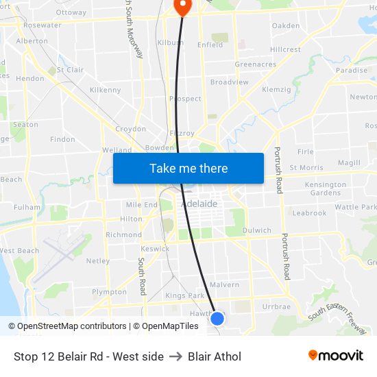 Stop 12 Belair Rd - West side to Blair Athol map