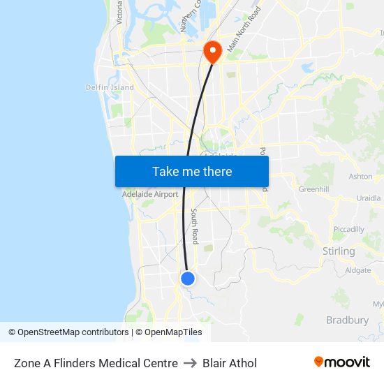 Zone A Flinders Medical Centre to Blair Athol map