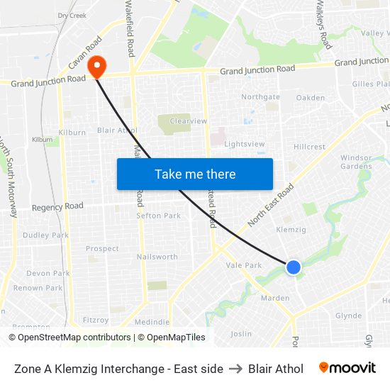 Zone A Klemzig Interchange - East side to Blair Athol map