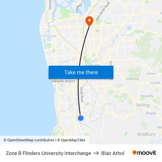 Zone B Flinders University Interchange to Blair Athol map