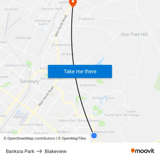 Banksia Park to Blakeview map
