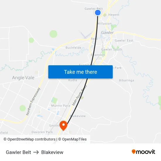 Gawler Belt to Blakeview map