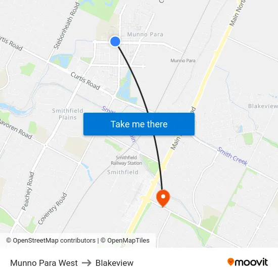 Munno Para West to Blakeview map
