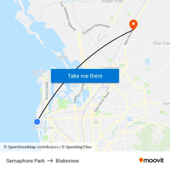 Semaphore Park to Blakeview map
