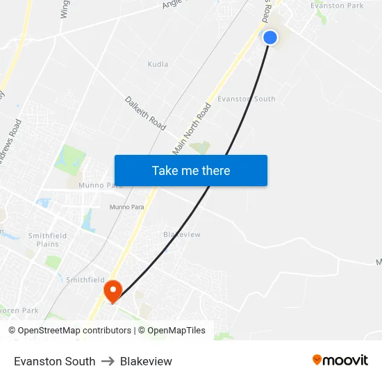 Evanston South to Blakeview map