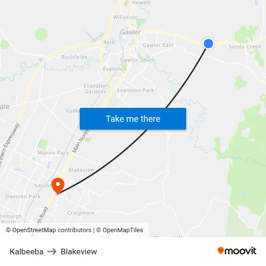 Kalbeeba to Blakeview map