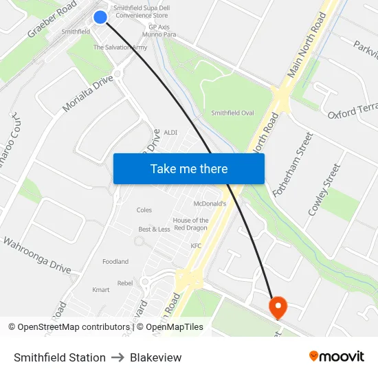 Smithfield Station to Blakeview map