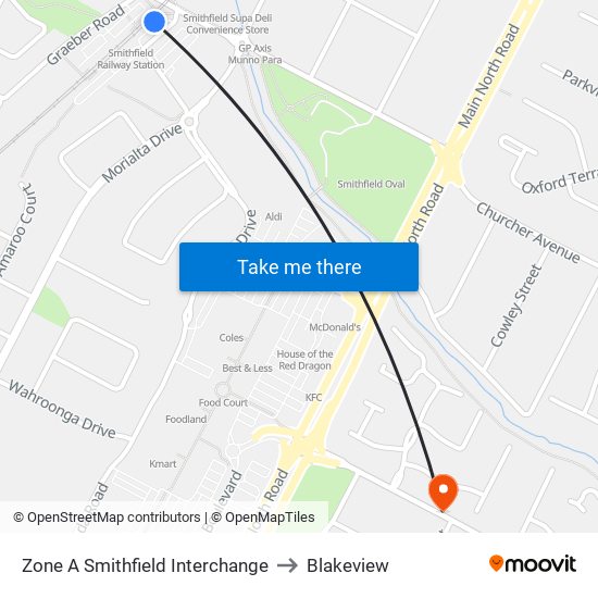 Zone A Smithfield Interchange to Blakeview map